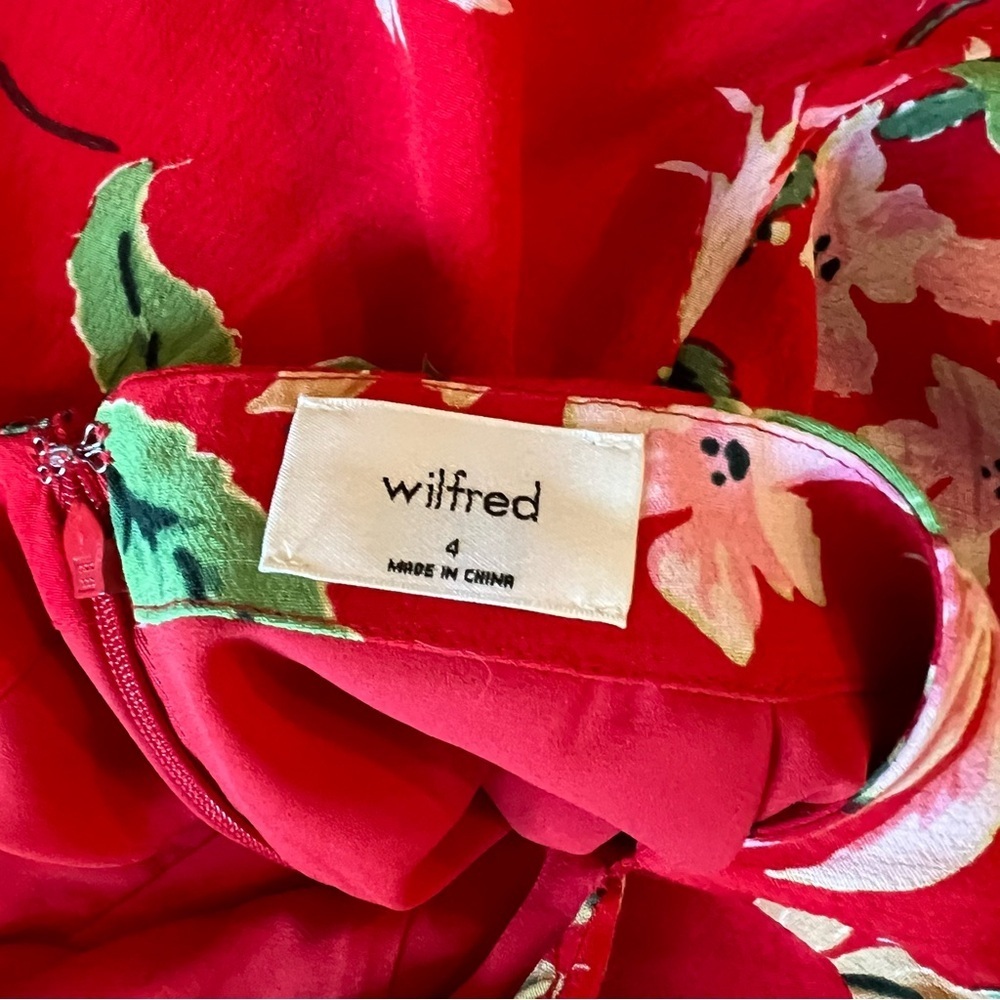 Aritzia Wilfred Écoulement Sleeveless Jumpsuit Red Floral Cut Out Tie Open Back - Picture 3 of 3